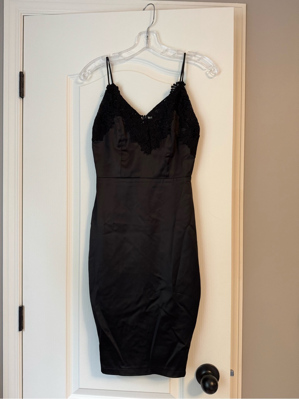 Little Black Lace Trim Slip Dress